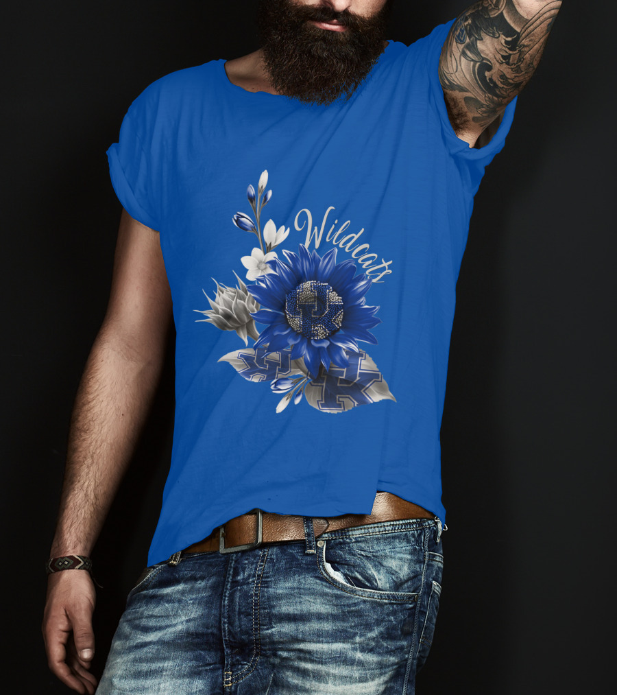 Wildcats Kentucky Blue Flowers K T-Shirt