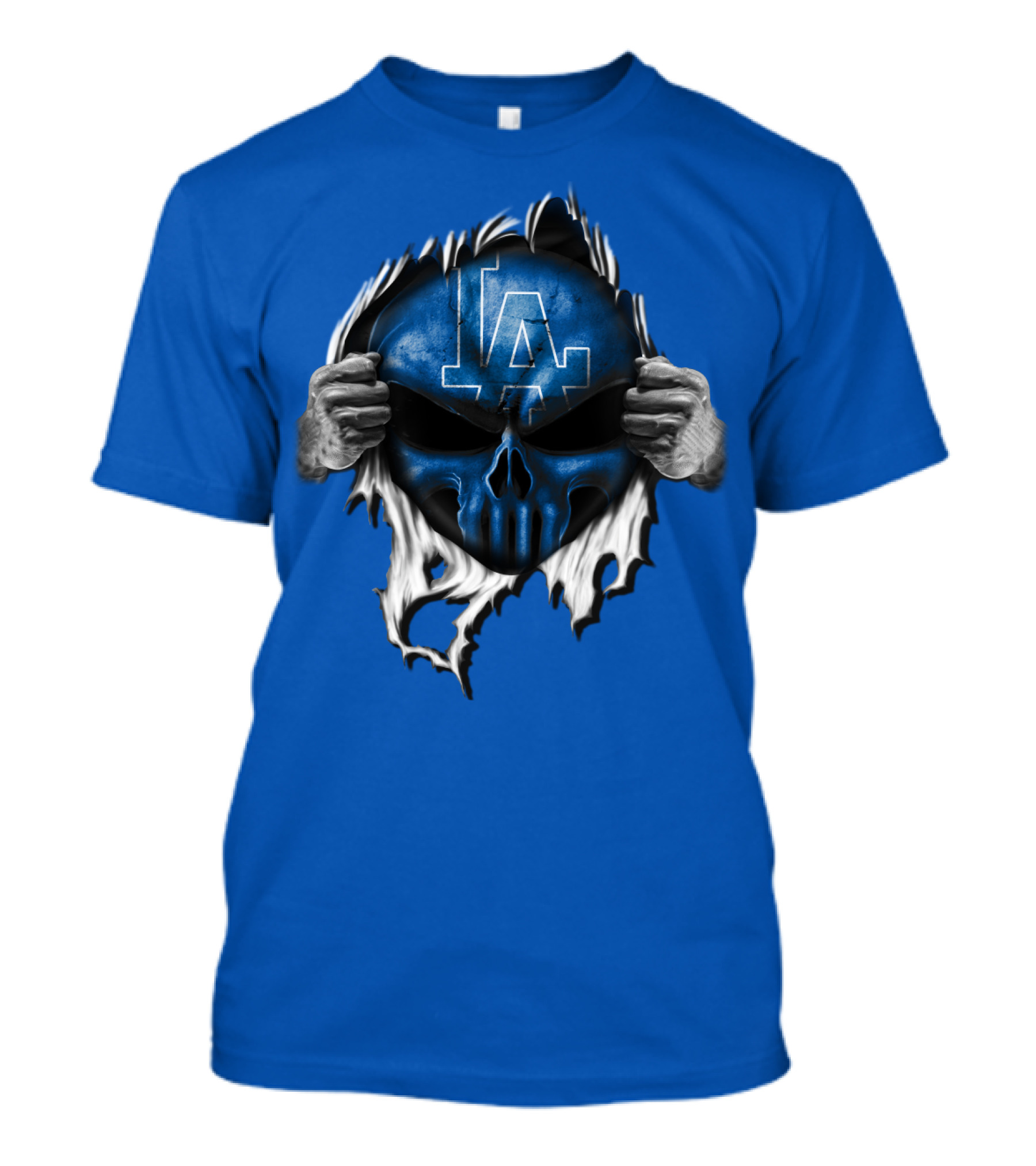 Los Angeles Dodgers LA Blue Skull Hands Peeling T-Shirt