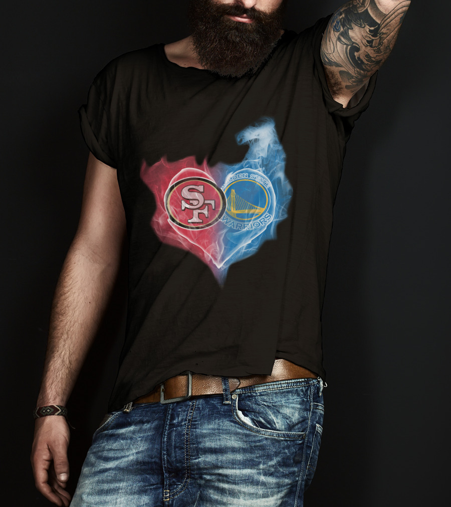 San Francisco 49ers Golden State Warriors Heart Fusion T-Shirt