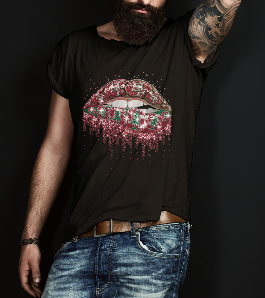 Lip Christmas Tree Santa Glam Lips 49ers T-Shirt