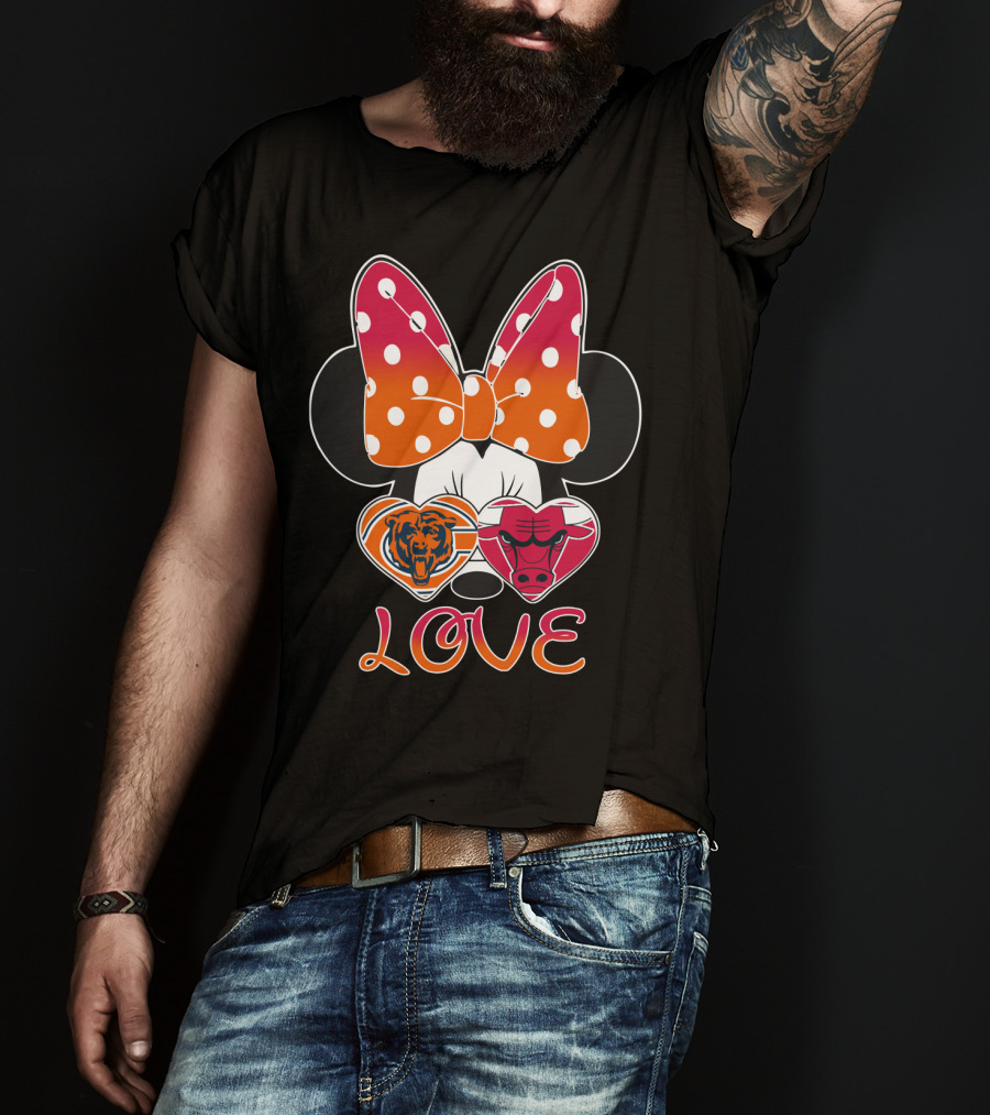 Minnie Mouse Chicago Bears Bulls Love T-Shirt