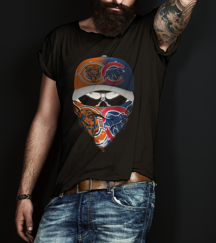 Chicago Bears And Cubs Fan Skull Mask T-Shirt