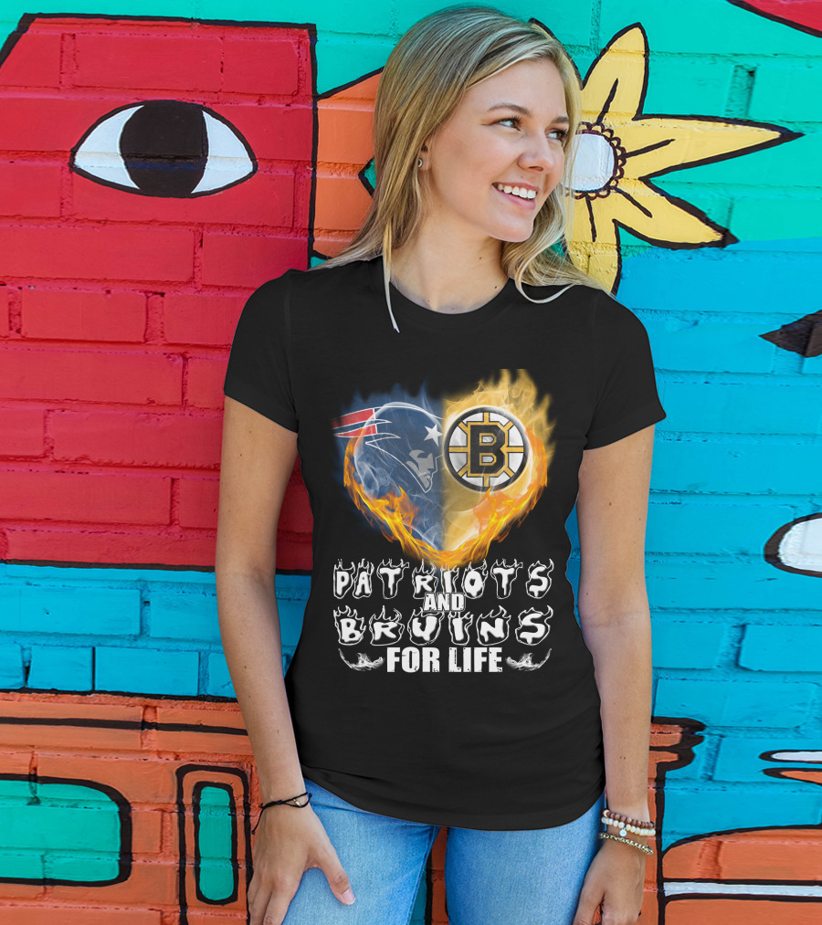 Patriots And Bruins For Life Nfl Nhl Sports Fan T-Shirt