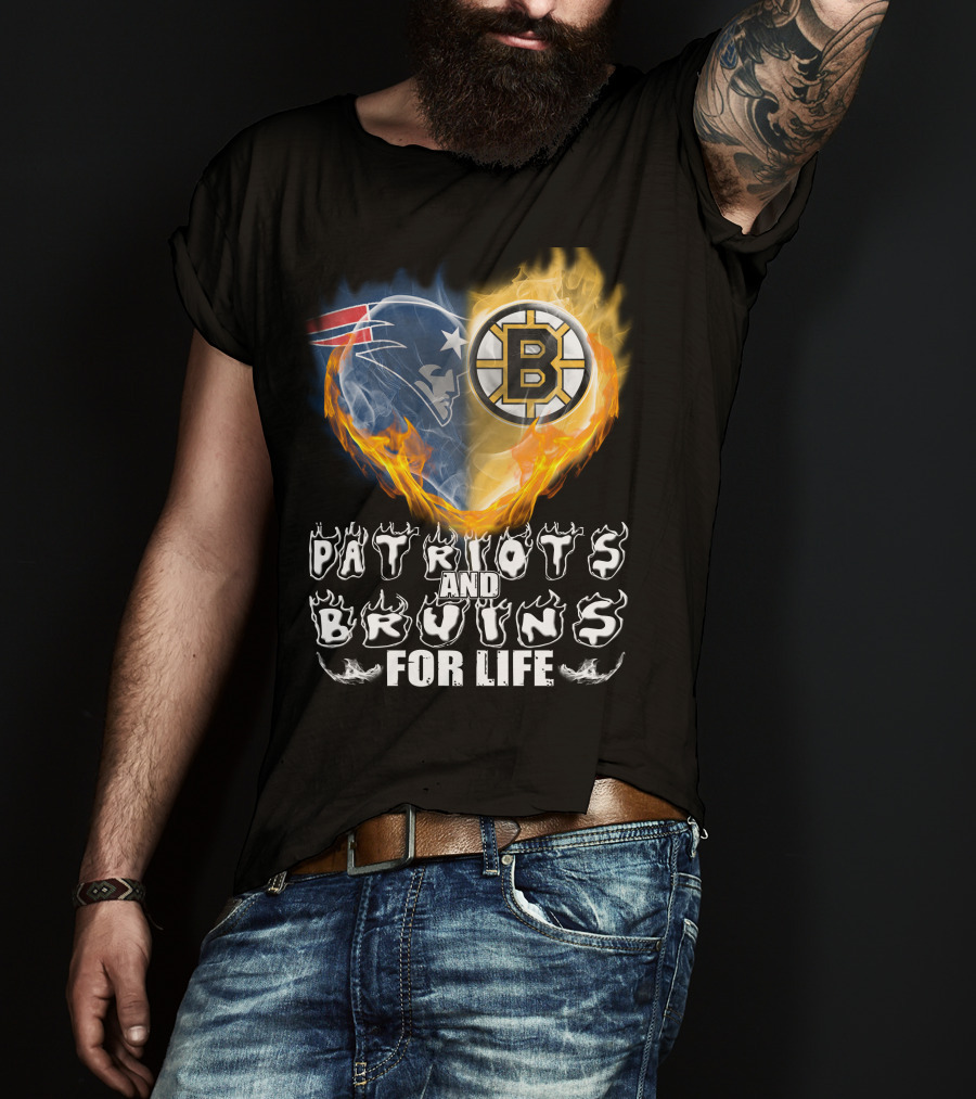 Patriots And Bruins For Life Nfl Nhl Sports Fan T-Shirt