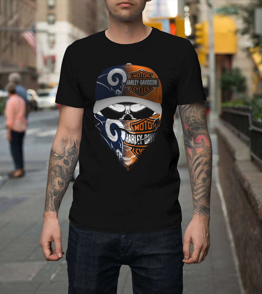 Motorcycles Rams 18Hl Skull Mask Hat Moto Cycles T-Shirt