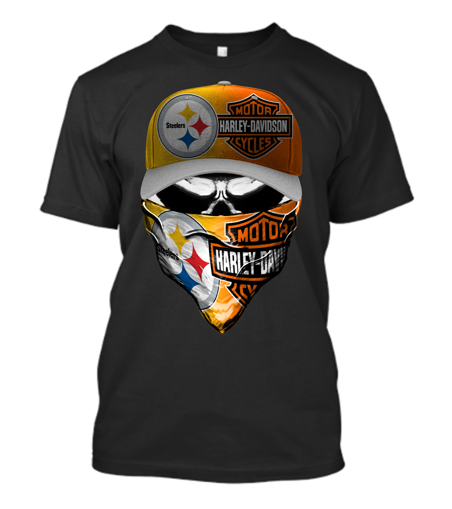 Steelers Harley Davidson Motorcycles Skull Mask T-Shirt