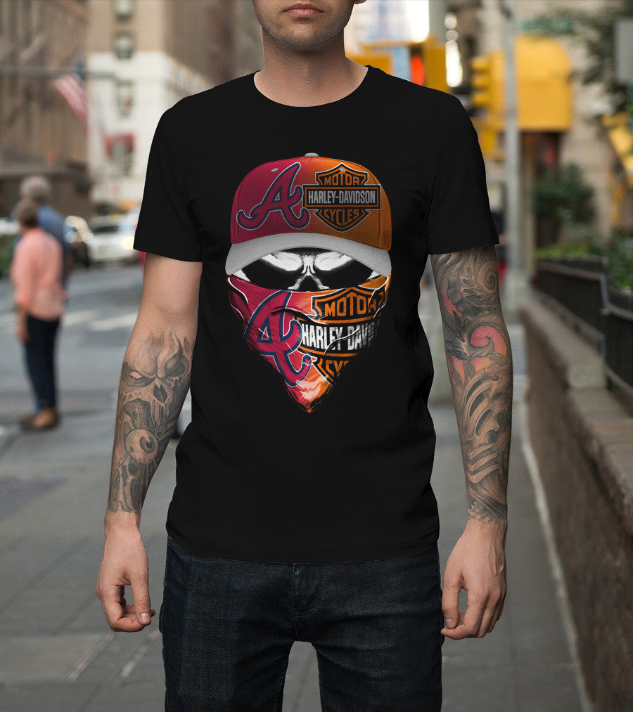Atlanta Braves Harley Davidson Mask Fusion T-Shirt