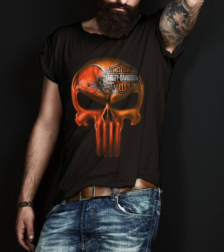 Harley Davidson Skull With Football Helmet T-Shirt
