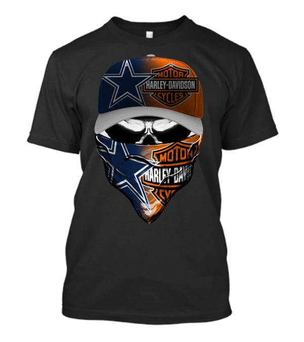 Dallas Cowboys Nfl Harley Davidson Motorcycles Skull Cap Bandana T-Shirt