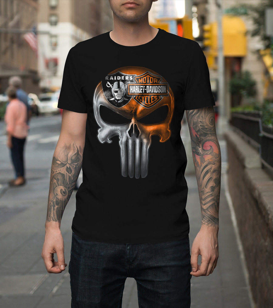 Raiders Harley Davidson Punisher Skull T-Shirt