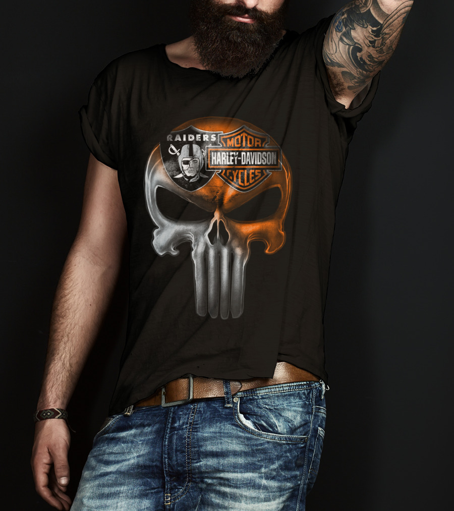 Raiders Harley Davidson Punisher Skull T-Shirt