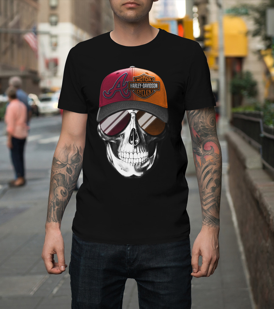 Harley Davidson Atlanta Braves Skull Cap T-Shirt