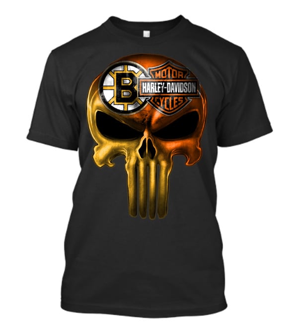 Boston Bruins Harley Davidson Skull 05Ahl T-Shirt