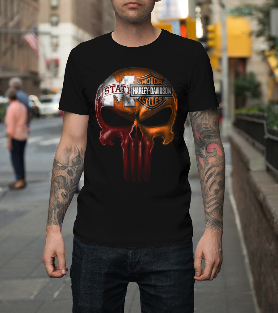 Mississippi State Harley Davidson Punisher T-Shirt