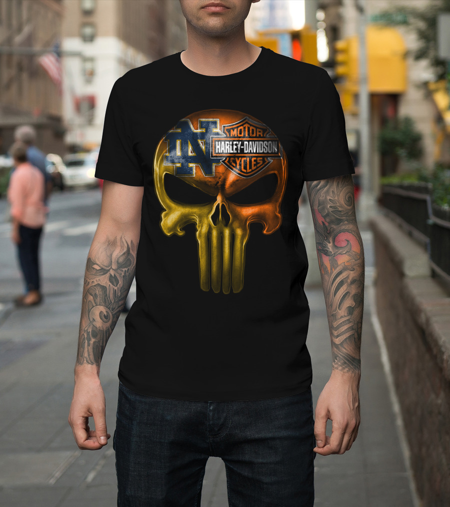 Notre Dame Harley Davidson Punisher Skull T-Shirt