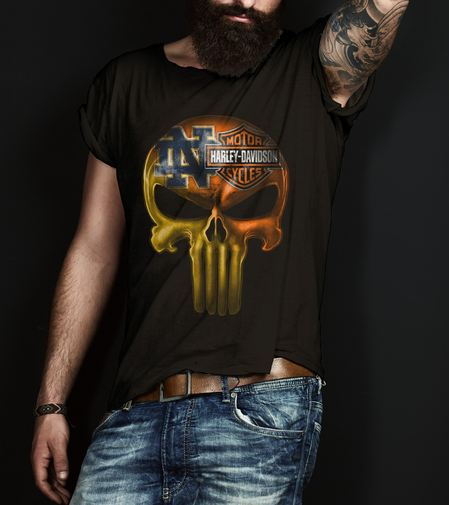 Notre Dame Harley Davidson Punisher Skull T-Shirt