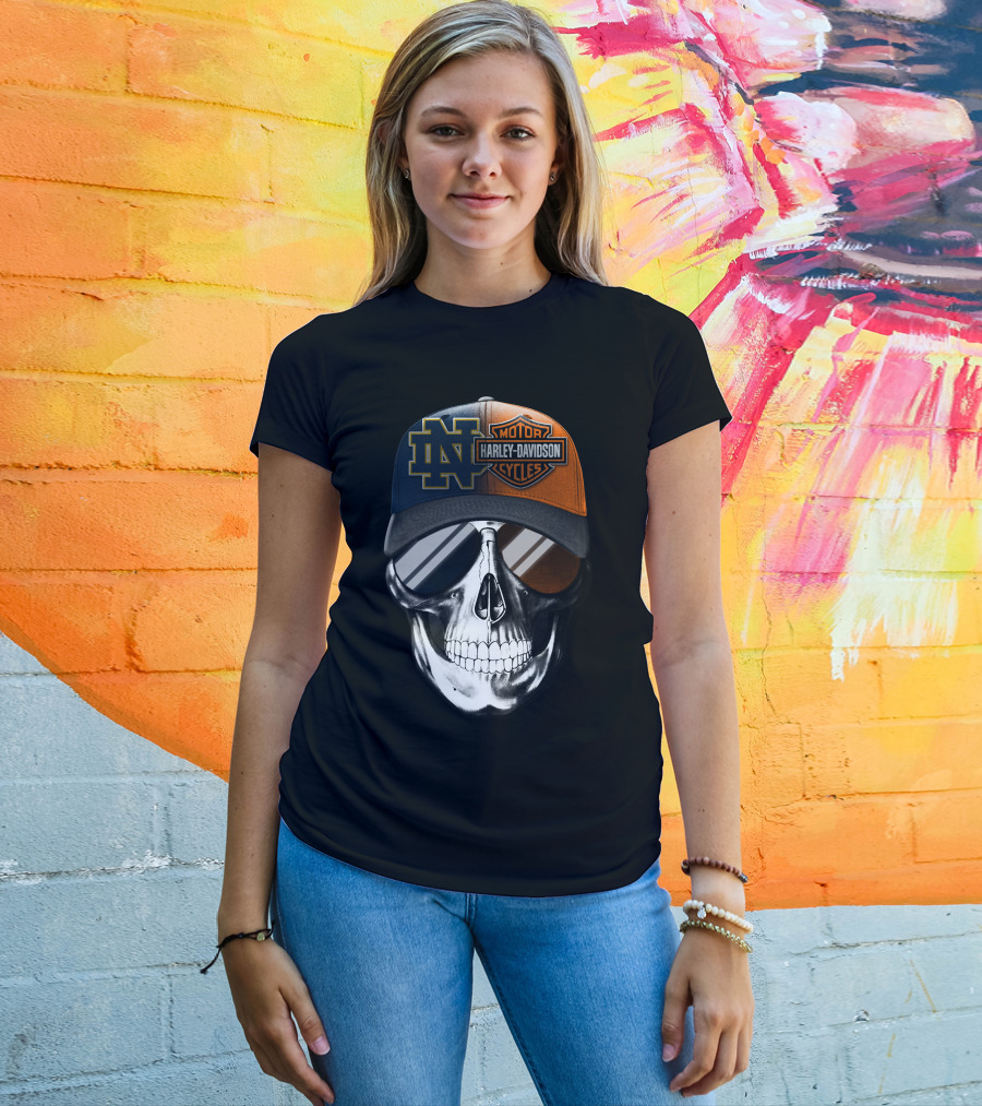 Harley Davidson Notre Dame Skull Cap Split T-Shirt
