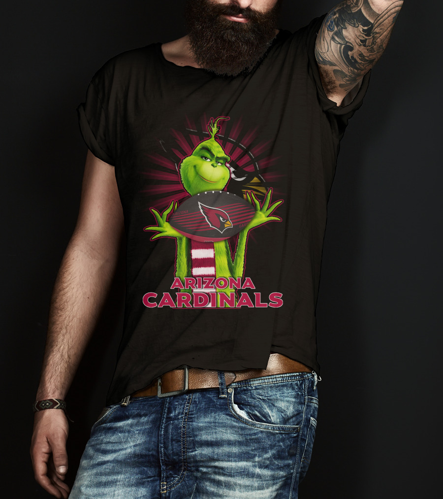 Grinch Holding Arizona Cardinals Football T-Shirt
