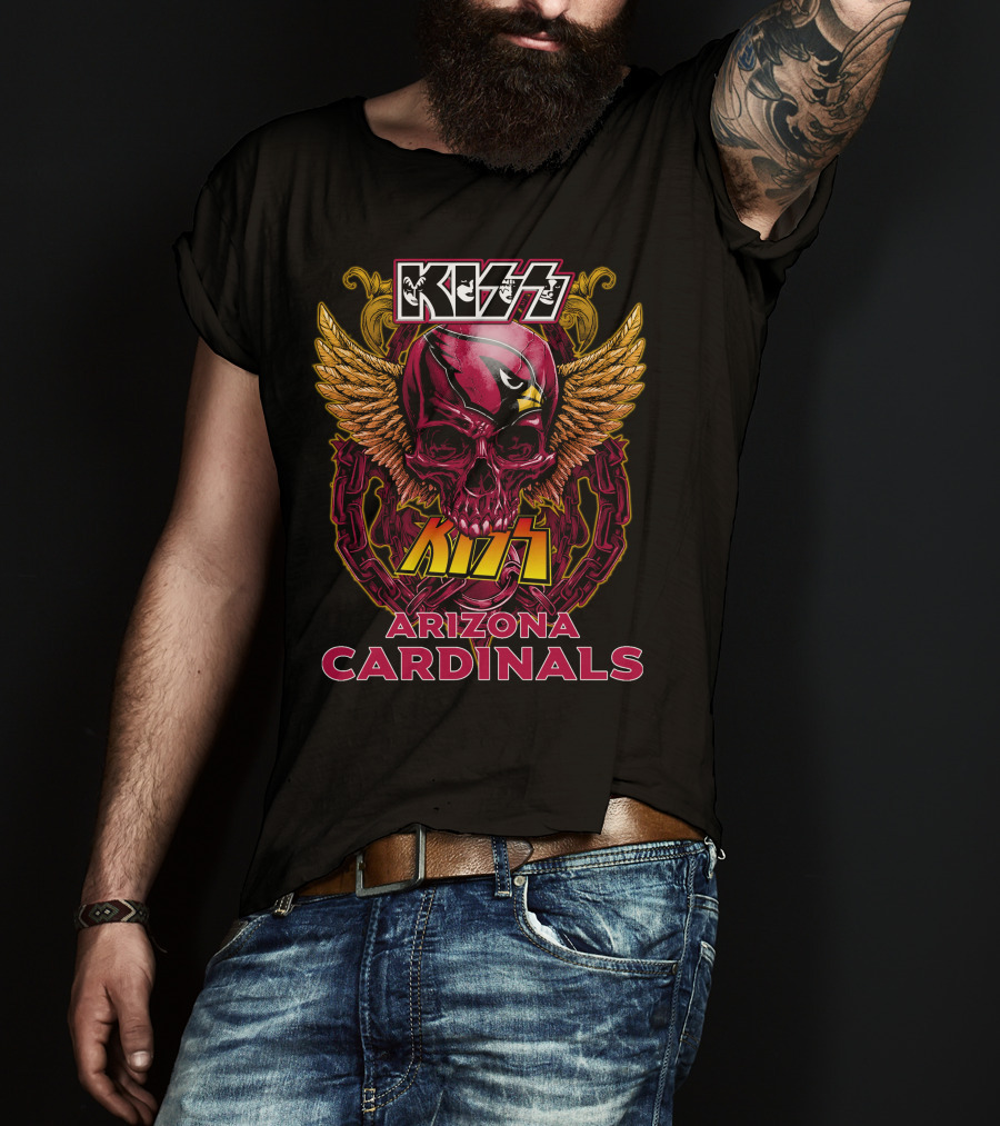 KISS Arizona Cardinals Skull Wings Chain T-Shirt