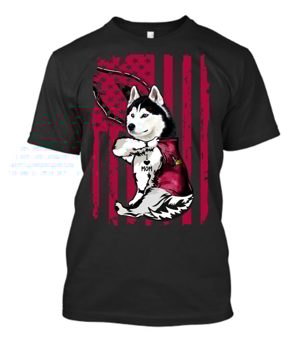 Siberian Husky I Love Mom Arizona Cardinals Patriotic T-Shirt