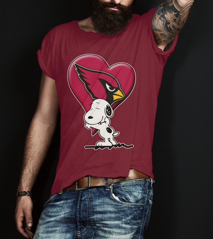 Snoopy Hugging Heart Arizona Cardinals T-Shirt
