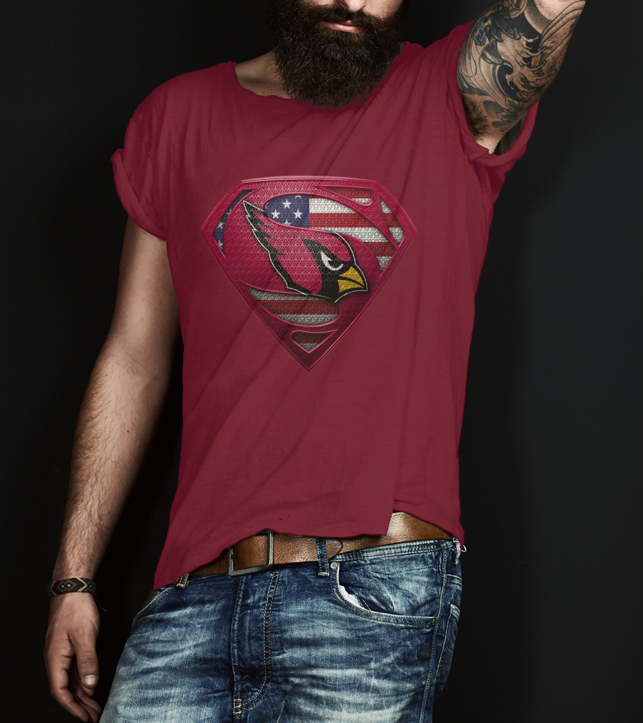 Arizona Cardinals Superman American Flag T-Shirt