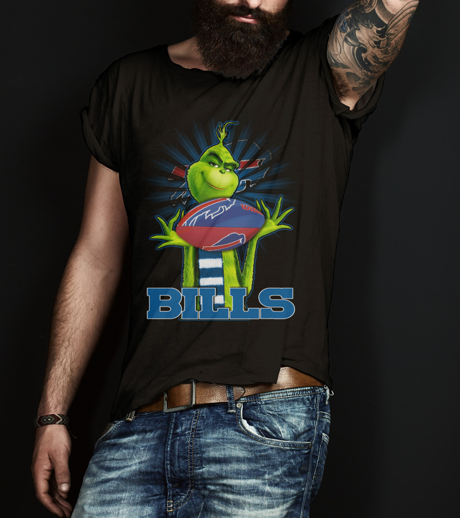 Grinch Holding Buffalo Bills Football T-Shirt