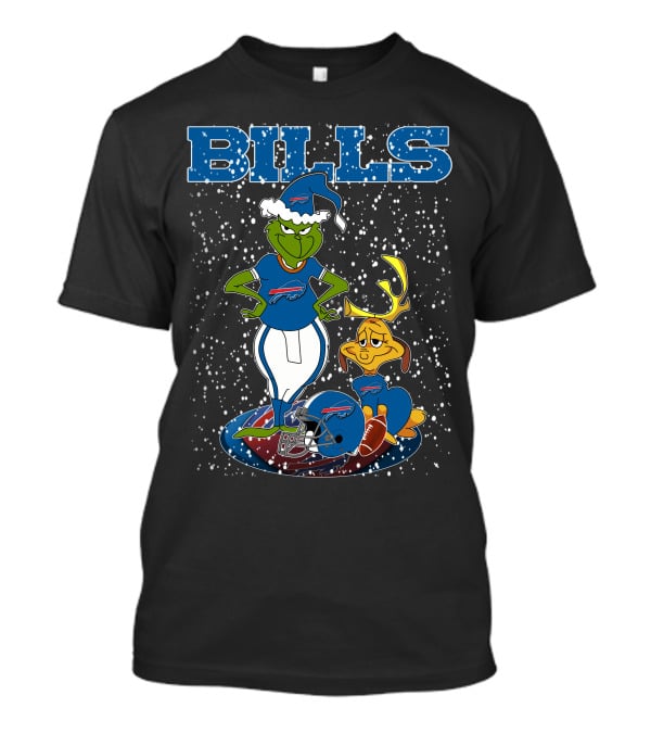 Grinchxmas Buffalo Bills Snowy Grinch And Max Football T-Shirt