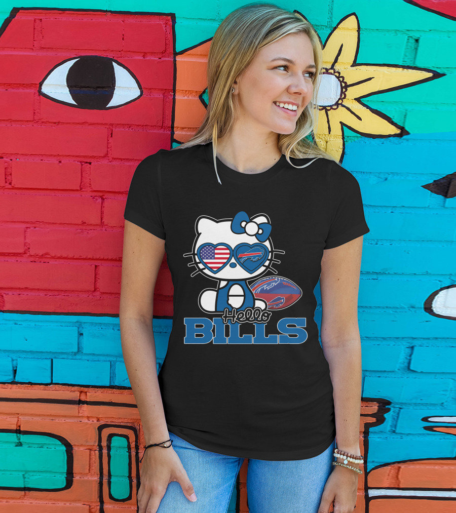 Hello Kitty Buffalo Bills USA Heart Mascot T-Shirt