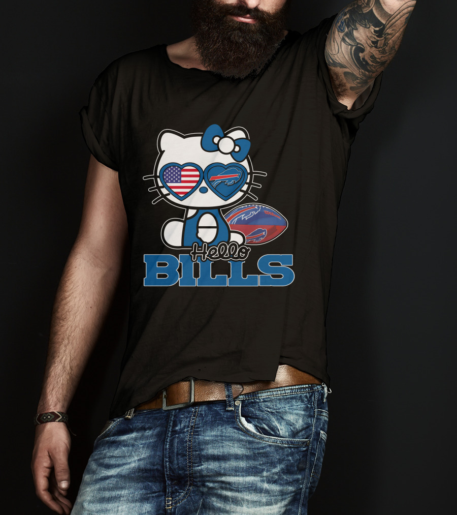 Hello Kitty Buffalo Bills USA Heart Mascot T-Shirt