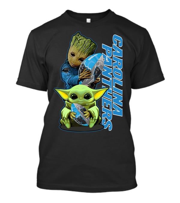 Groot Baby Yoda Grzd Carolina Panthers Football T-Shirt