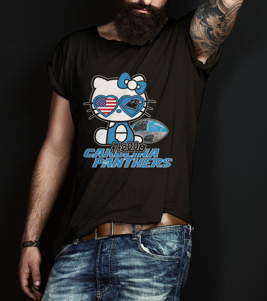 Hellokitty Carolina Panthers American Flag Football T-Shirt