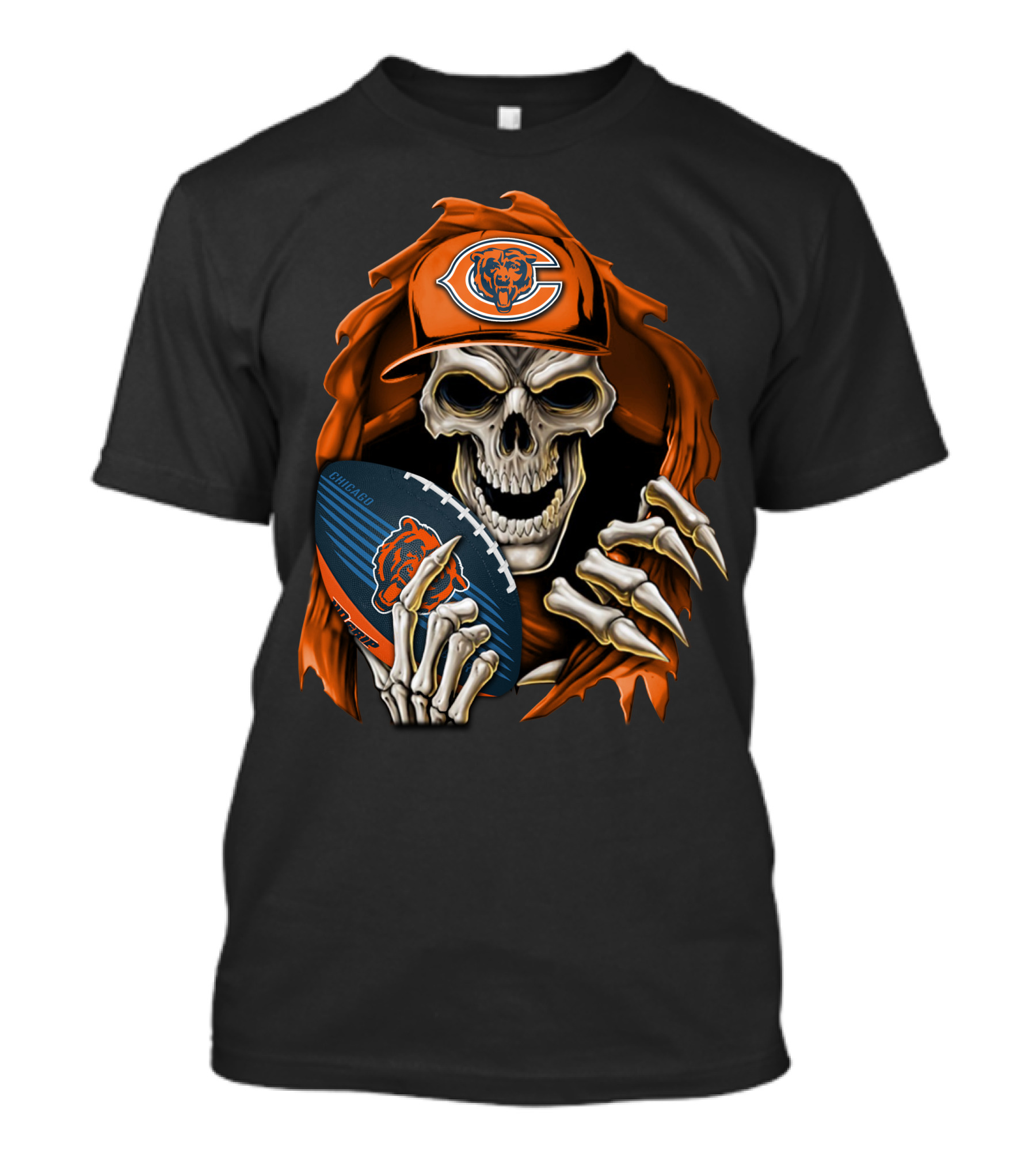Skullbong CHICAGO BEARS Skeleton Holding Football T-Shirt