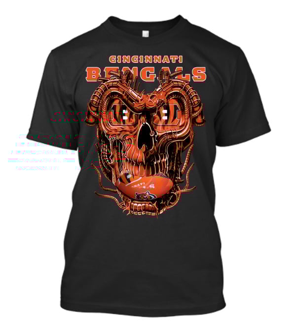 CINCINNATI BENGALS Dragon Skull Football T-Shirt