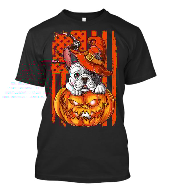 Bulldog Halloween Pumpkin Cleveland Browns T-Shirt