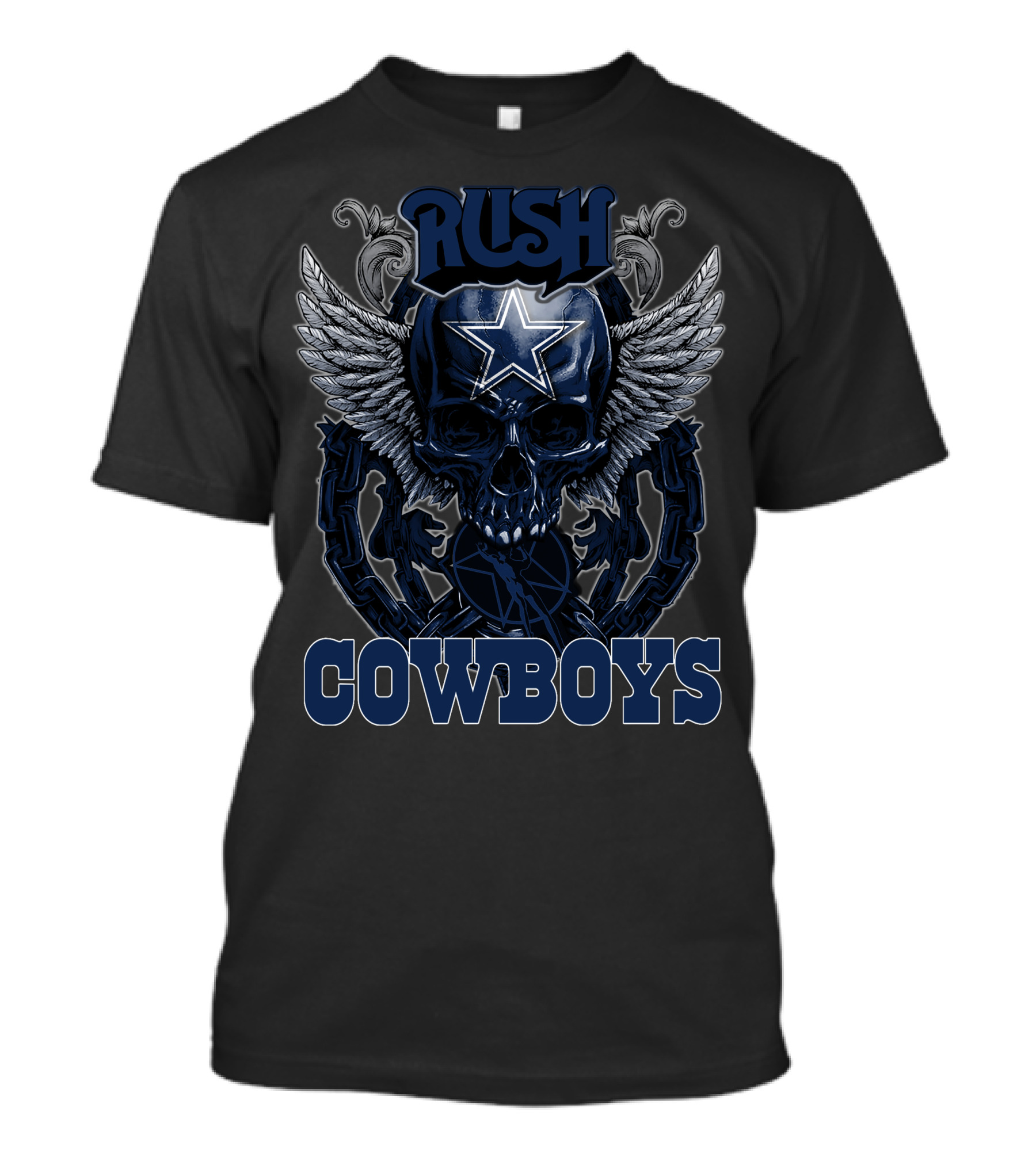 Rush Dallas Cowboys Skull Wings Star T-Shirt