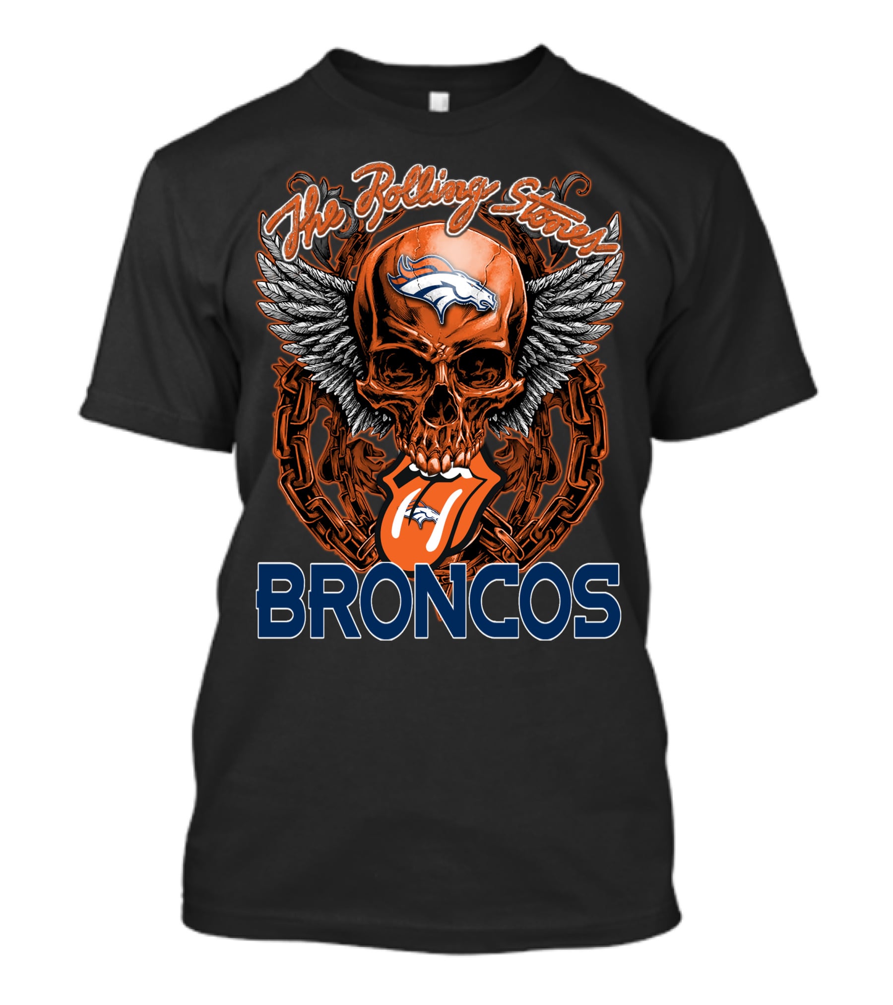The Rolling Stones Denver Broncos Skull Wings T-Shirt