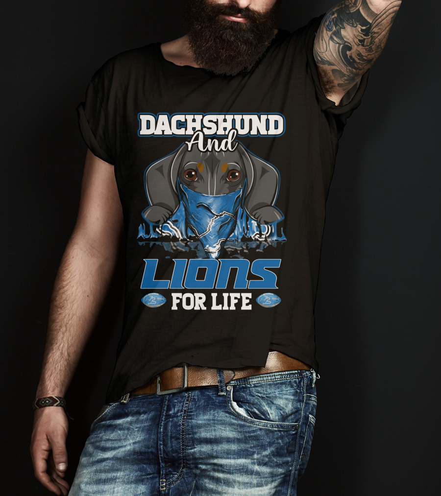 Dachshund And Lions For Life DETROIT LIONS T-Shirt