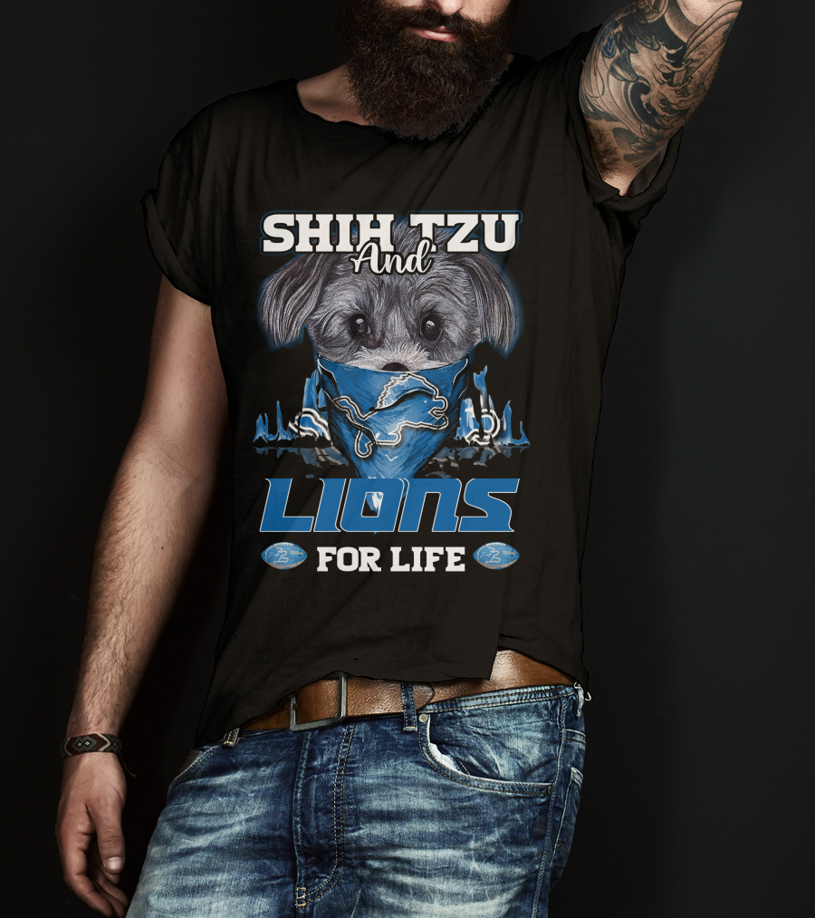 Shih Tzu And Lions For Life Detroit T-Shirt