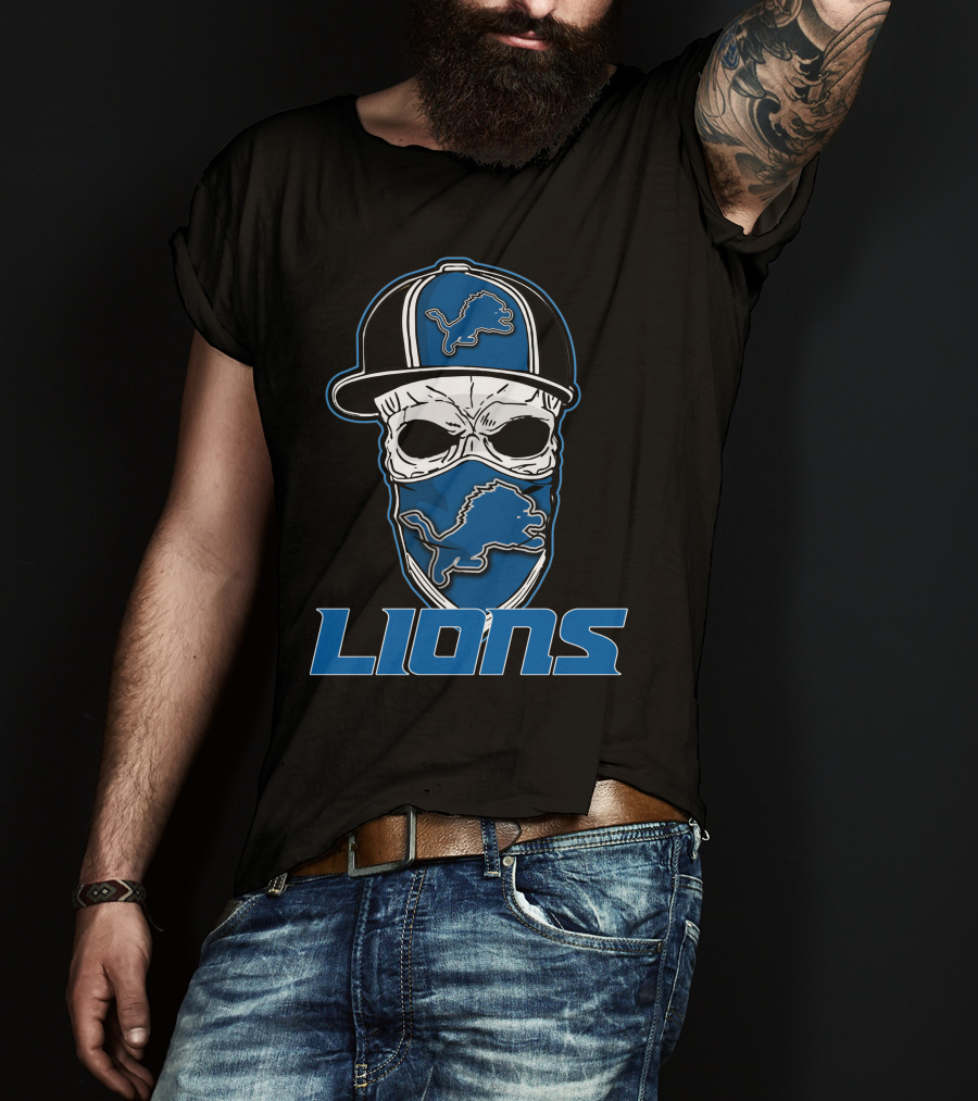 Skull Hat Lions Detroit Lions T-Shirt
