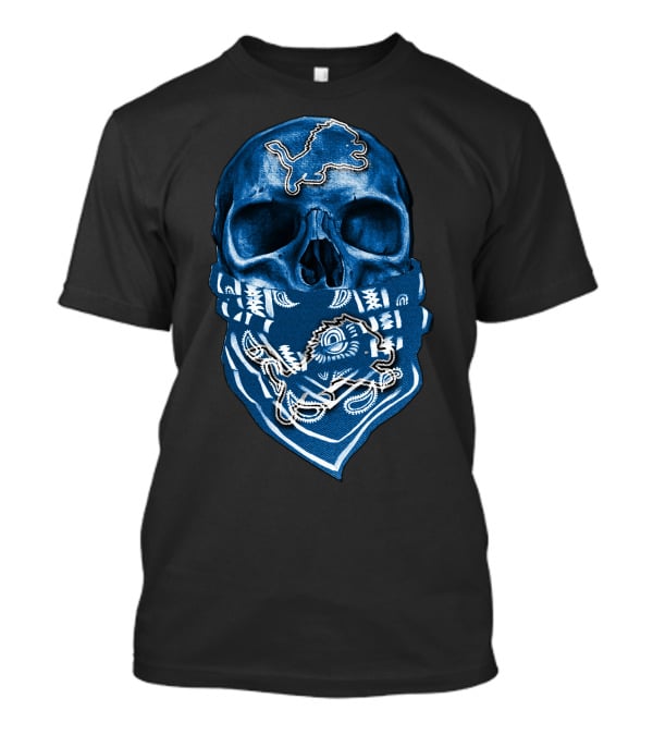 Skull Detroit Lions Bandana Fan T-Shirt