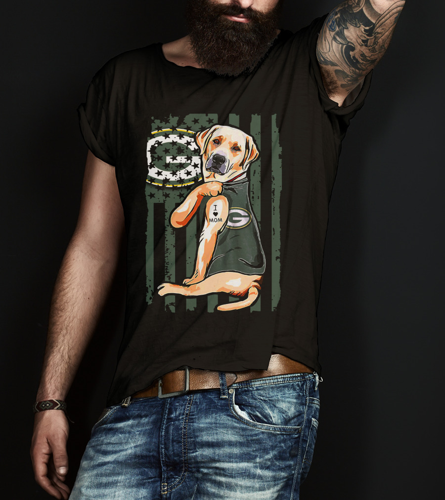 Labrador Retriever I Love Mom Green Bay Packers Fan T-Shirt