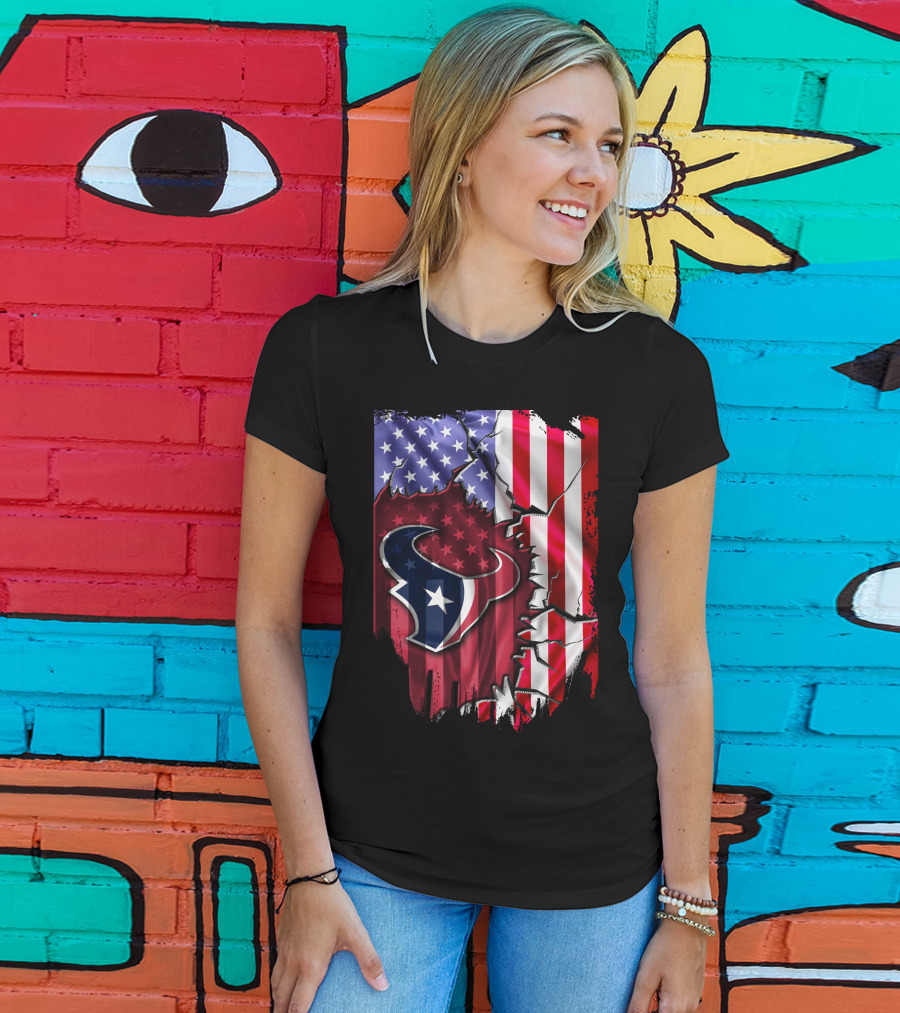 American Flag Houston Texans Logo Burst T-Shirt
