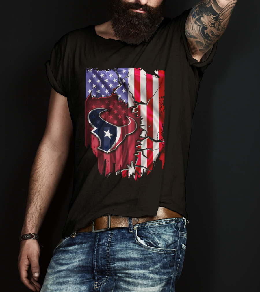 American Flag Houston Texans Logo Burst T-Shirt