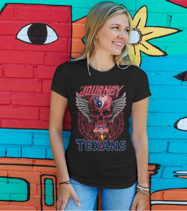 Journey Texans Winged Skull With Houston Logo Motif T-Shirt