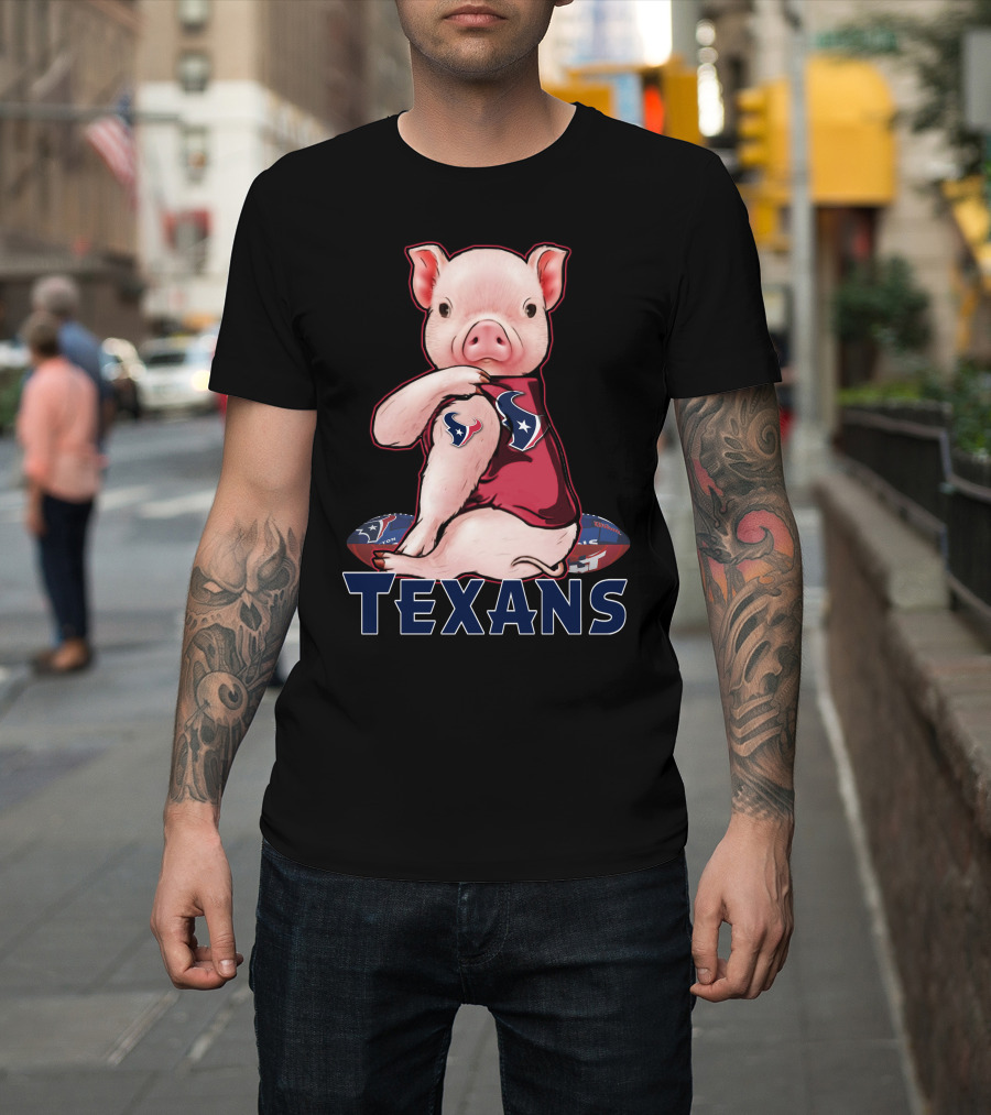 Texans Pig With Texans Logo And Football T-Shirt