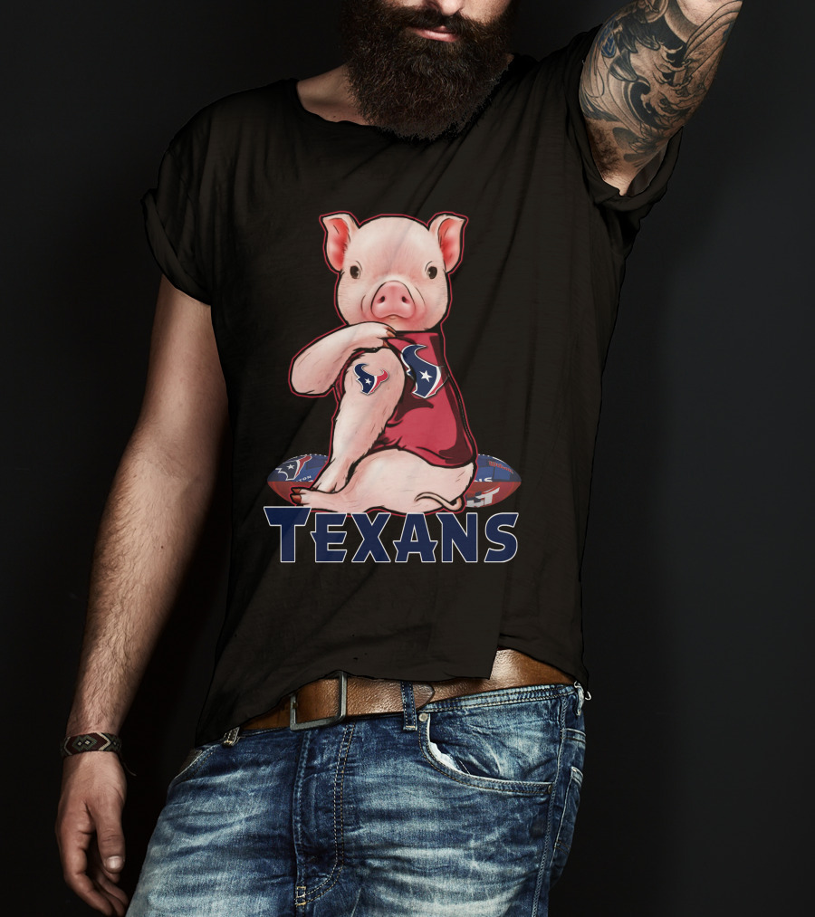 Texans Pig With Texans Logo And Football T-Shirt