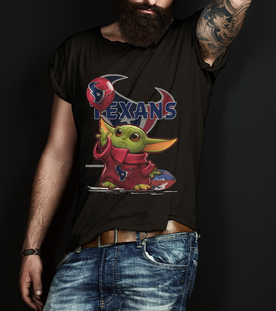 Yoda Houston Texans Balloon Football T-Shirt