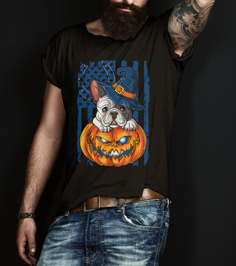 Hlw Halloween Bulldog Indianapolis Colts Pumpkin Magic T-Shirt