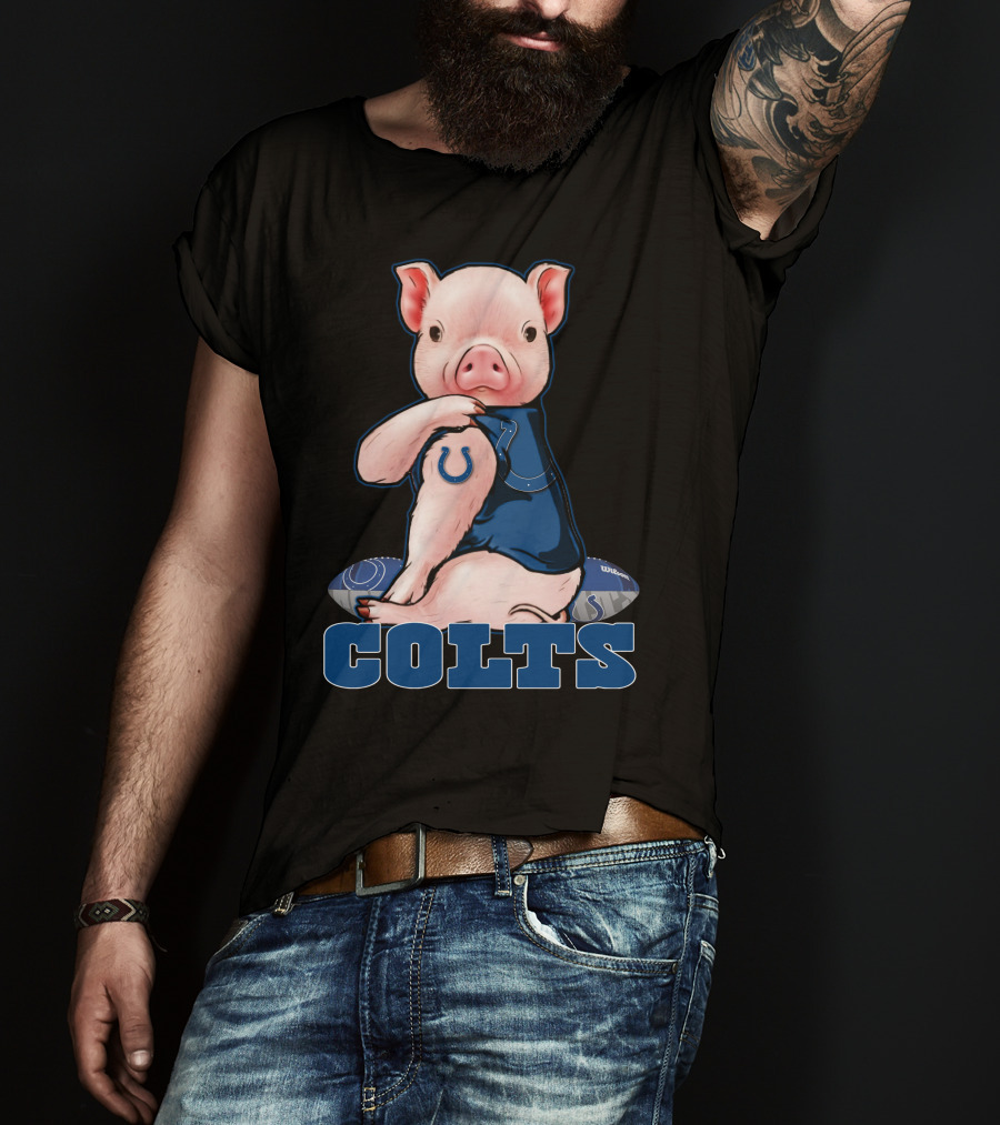 Pig With Indianapolis Colts Logo And Jersey T-Shirt